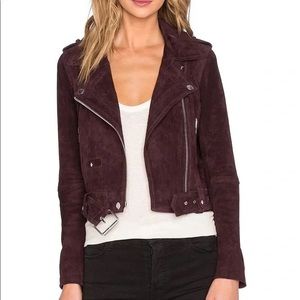 Blank NYC Suede Moto Jacket - Maroon/Burgundy